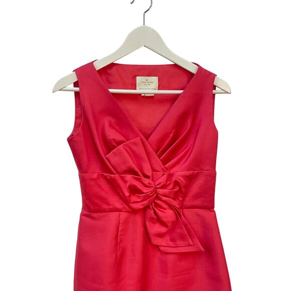 Kate Spade Mina All That Glitters Size 2 Pink Silk Front Bow Mini Sheath Dress - Picture 3 of 10